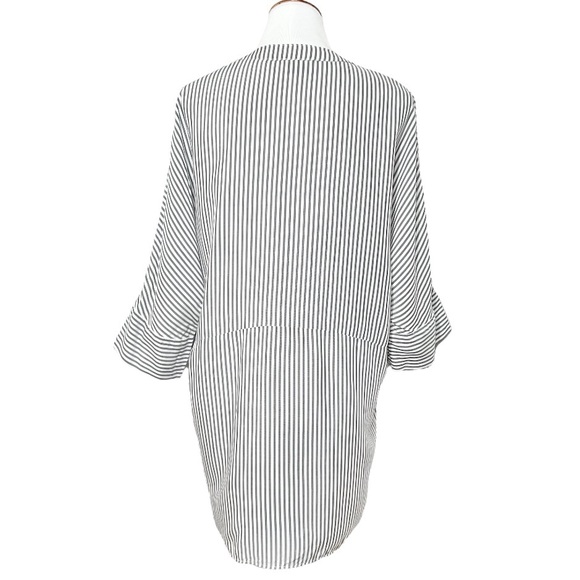 Show Me Your Mumu Striped Black White Henley Split Neck Draped Oversize Tunic S - Picture 7 of 12